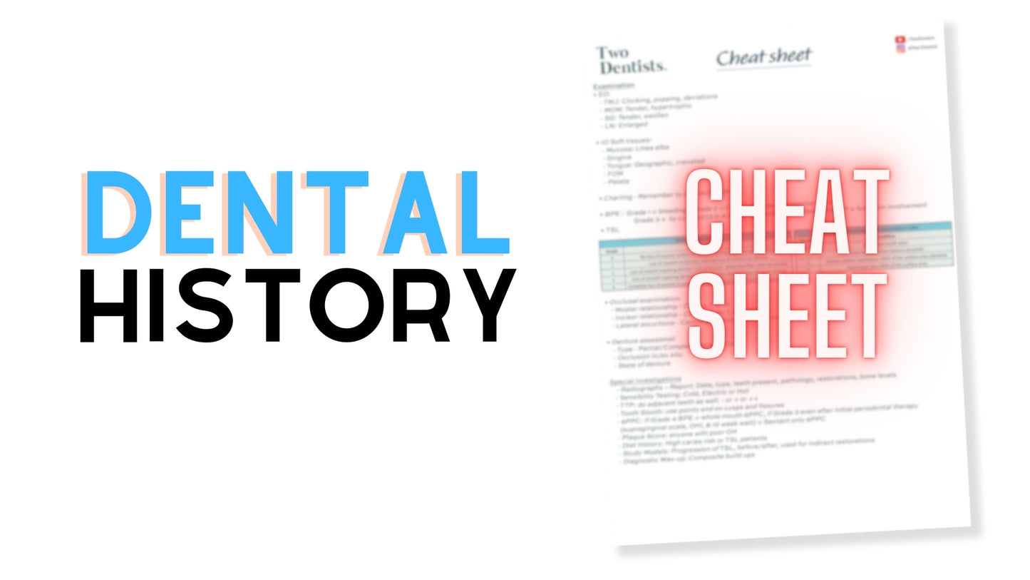 Dental History Cheat Sheet